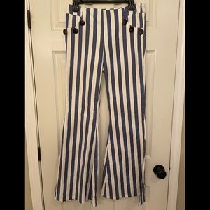 LIKE NEW blue and white TCEC striped bell bottom pants